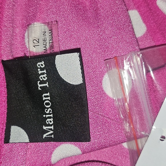 Maison Tara Pink Polka Dot Dress Size 12 NWT - Picture 9 of 11